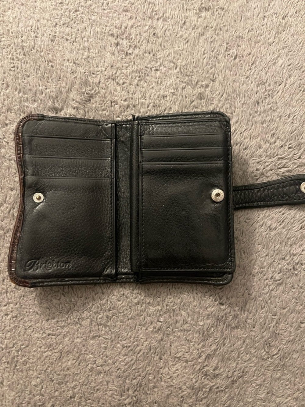 Brighton Black and Brown Leather Wallet with Decorative Silver Accent - Picture 4 of 7
